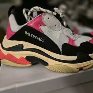 Balenciaga Triple S Pink and Black Sneakers Size 9